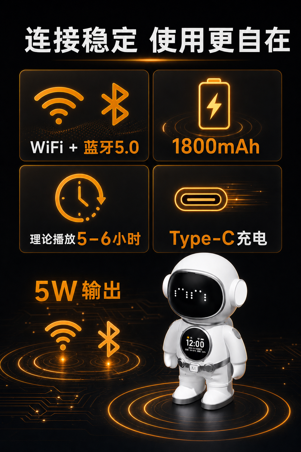 AI智能语音对话机器人玩具聊天陪伴WiFi蓝牙音箱儿童学习问答桌面机器人