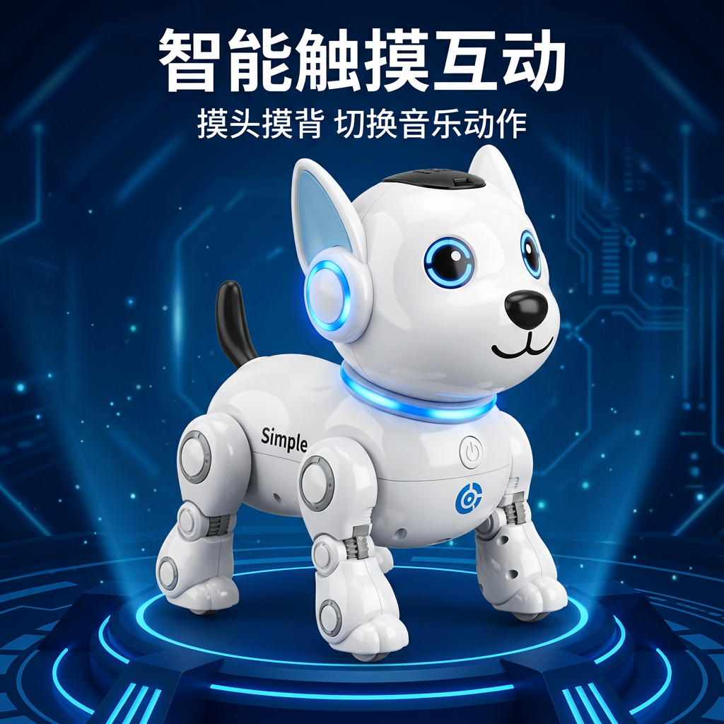 智能触摸感应机器狗儿童电动玩具音乐灯光仿生动作遥控电子宠物男孩生日礼物