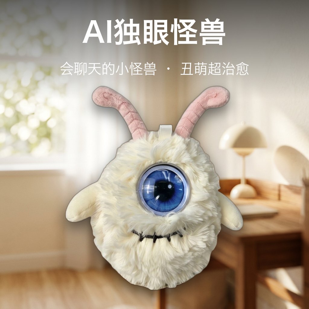 AI智能语音独眼怪兽毛绒挂件儿童陪伴早教启蒙对话玩偶包挂车挂