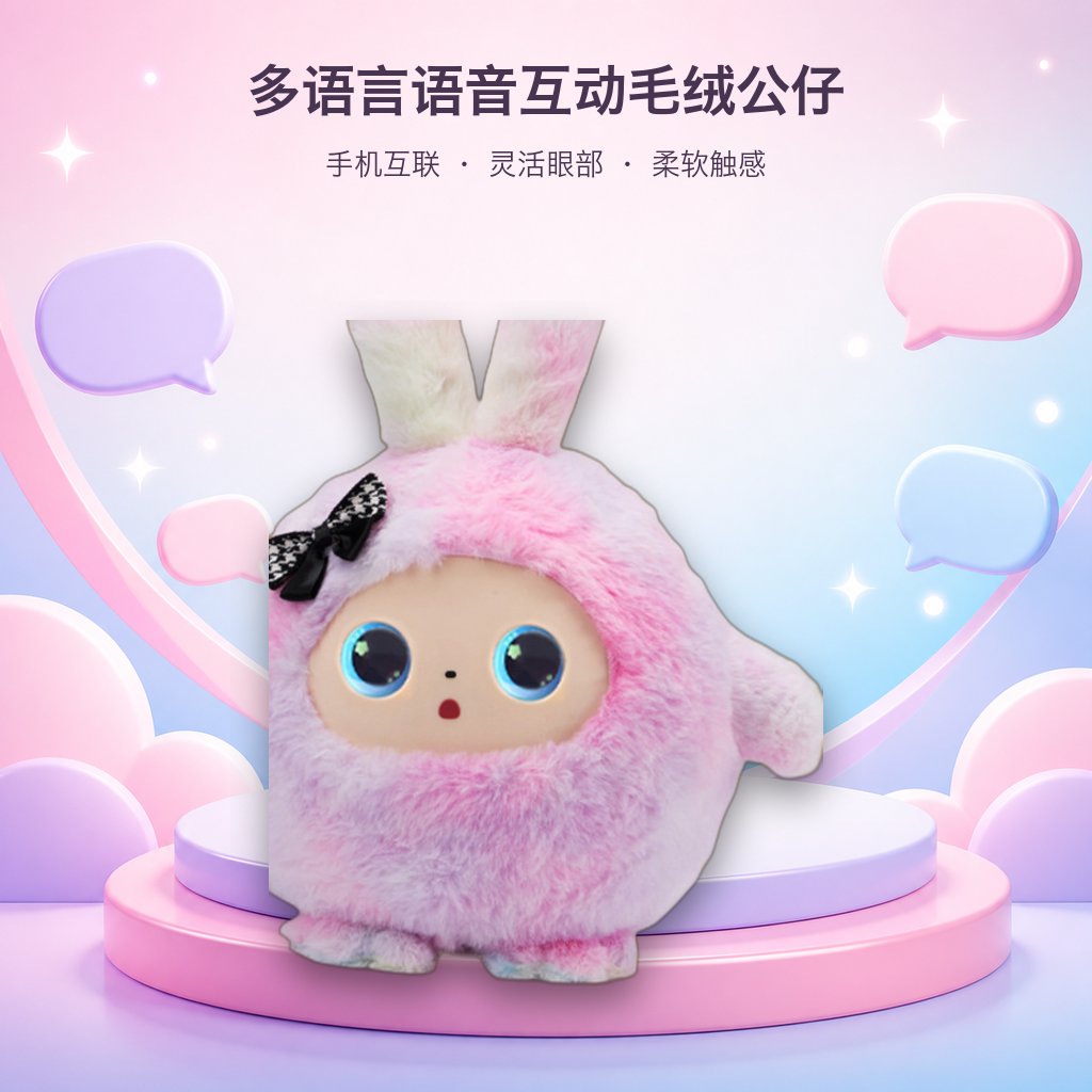 多语言语音互动毛绒公仔 手机互联灵活眼部 多款造型陪伴玩偶