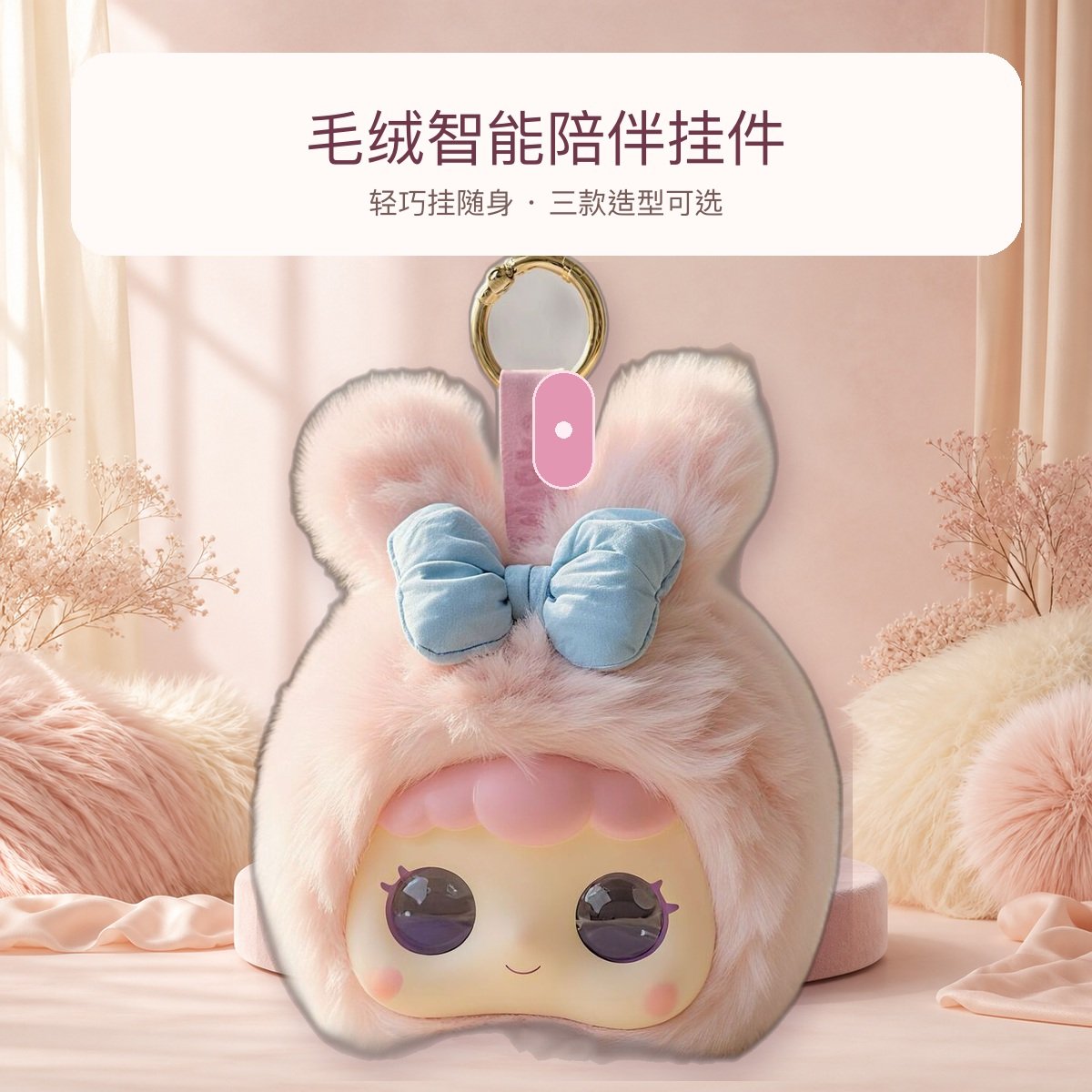 毛绒智能陪伴挂件 熊猫兔头卡皮巴拉三款可选 背包包袋装饰