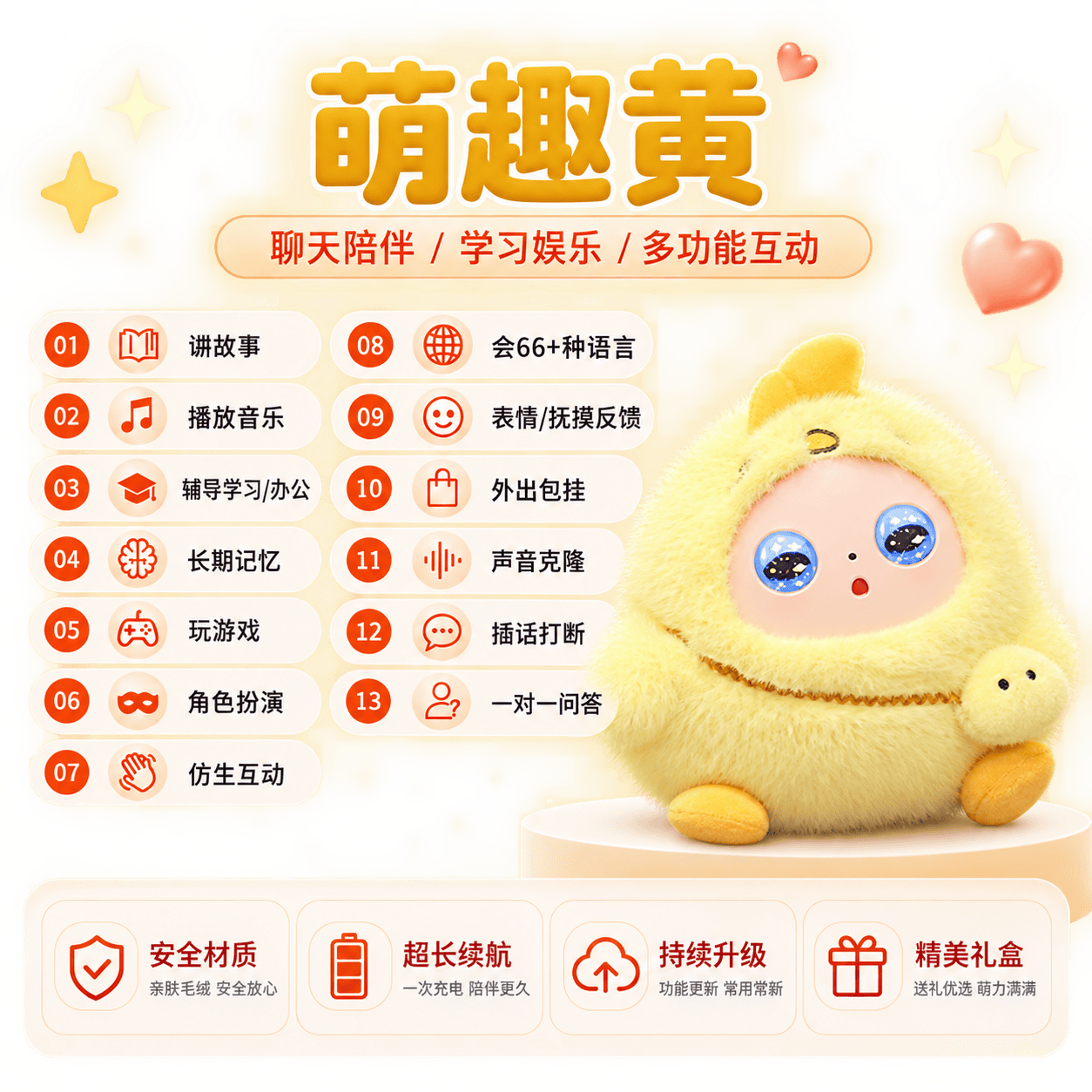 团团智能毛绒玩具儿童陪伴生日礼物推荐新品语音互动益智玩偶推荐